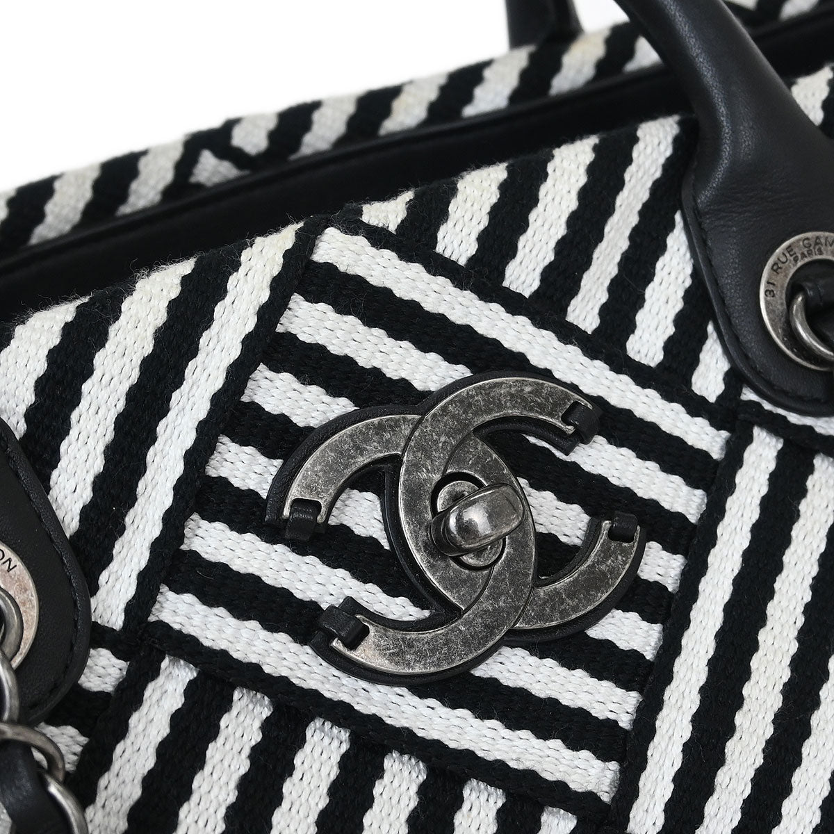 Chanel Black Canvas Small New Deauville 2way Shoulder Tote Bag
