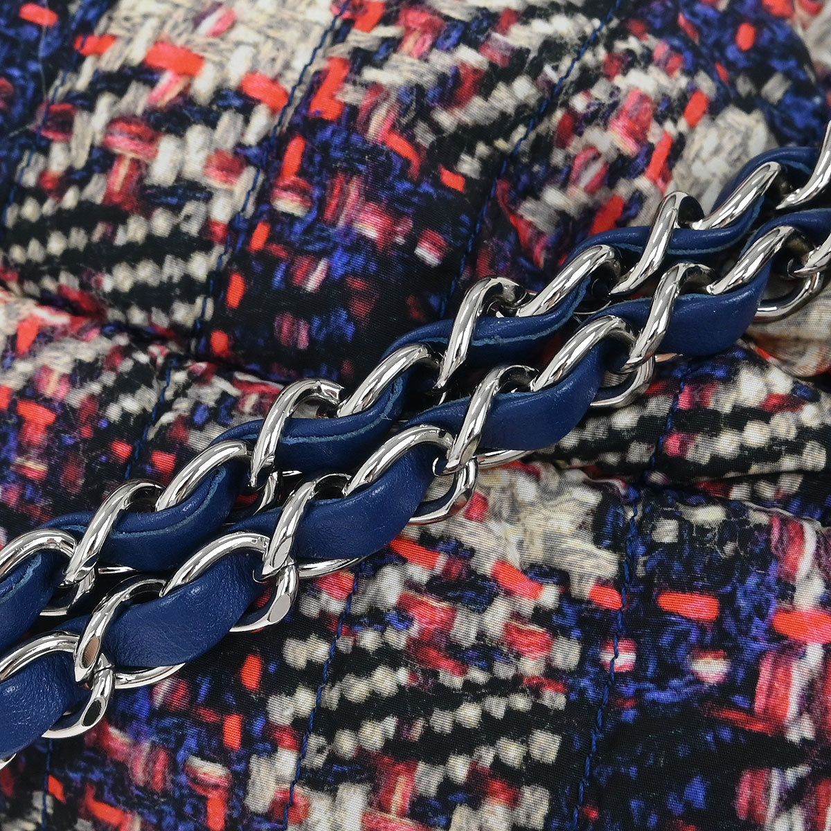 Chanel Navy Nylon Tweed Print Shoulder Bag