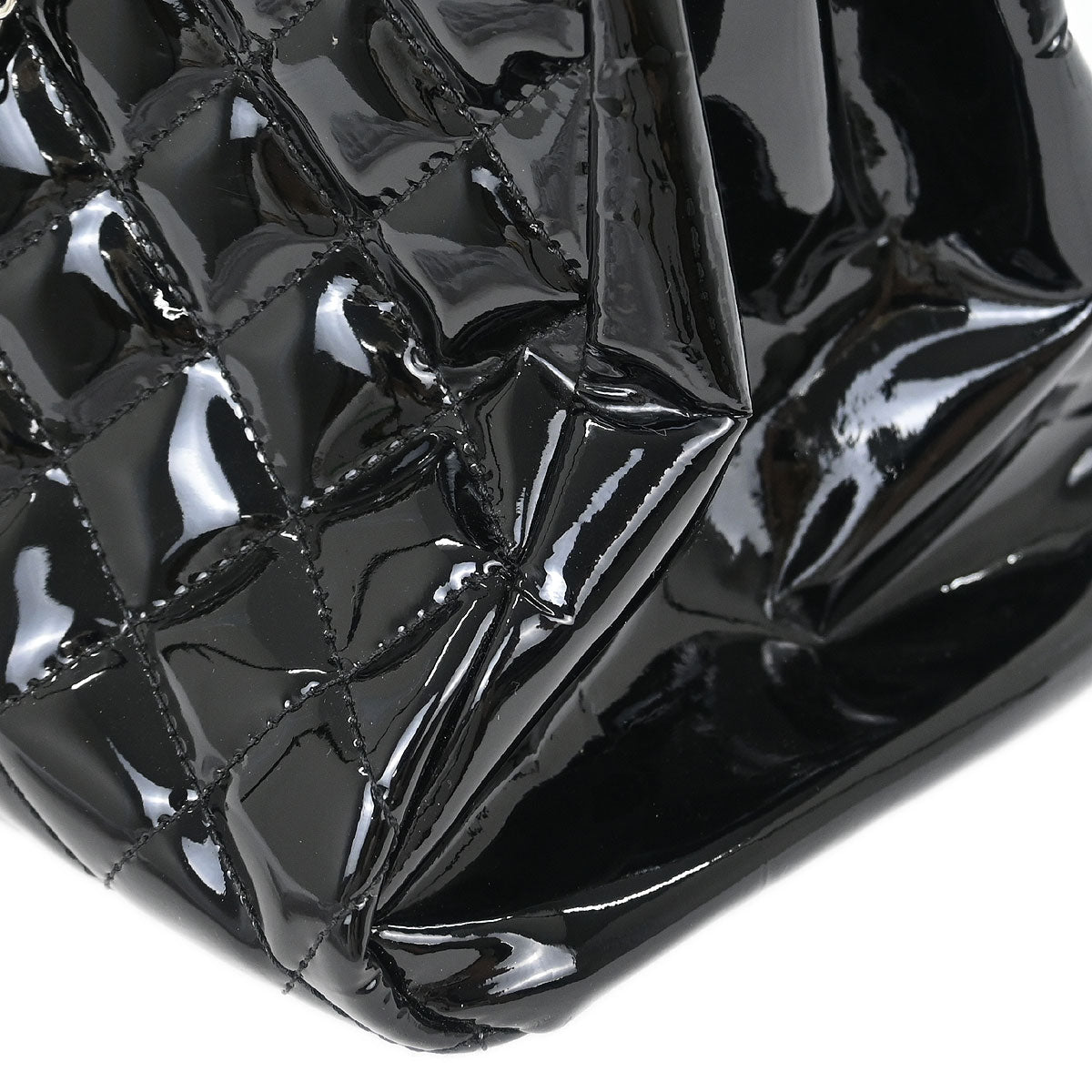 Chanel Black Patent Leather Large Mademoiselle Bowling Bag