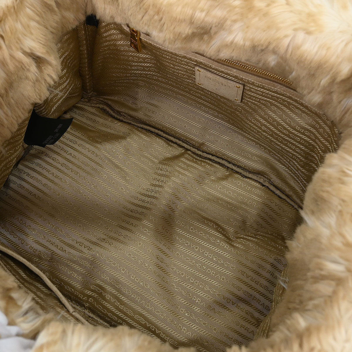 Prada Blue Denim Faux Fur Canapa Tote Handbag
