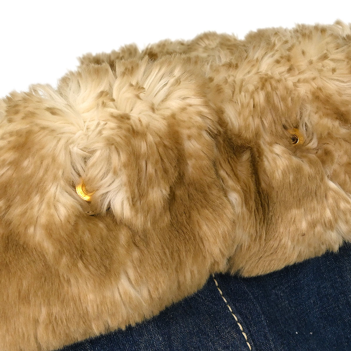 Prada Blue Denim Faux Fur Canapa Tote Handbag