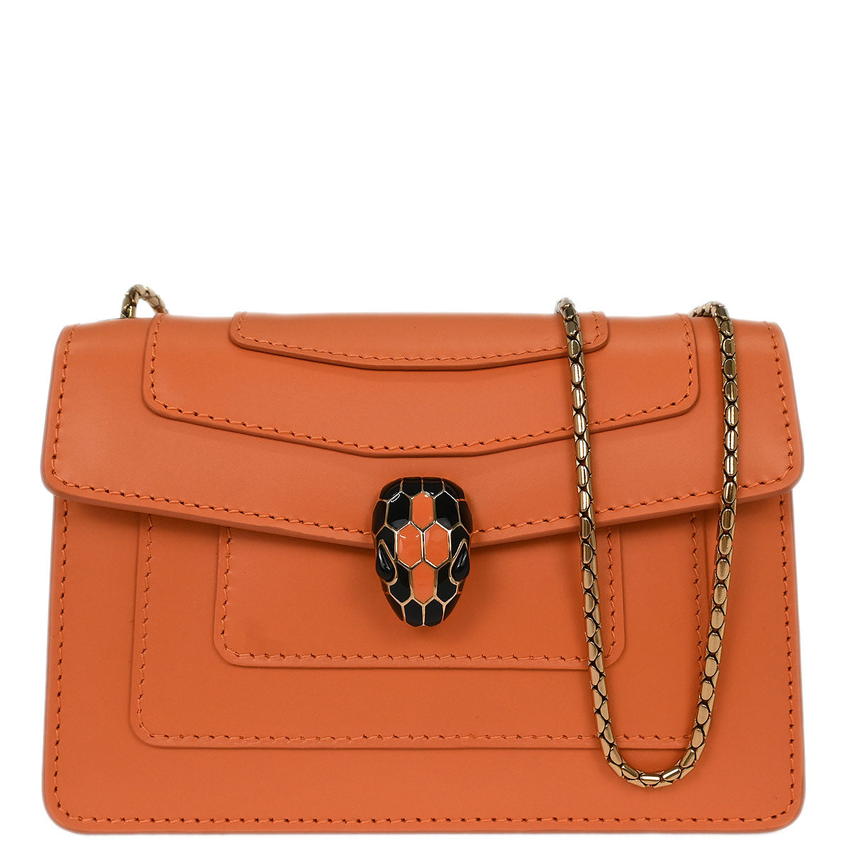 Bvlgari Light Orange Leather Serpenti Forever Shoulder Bag