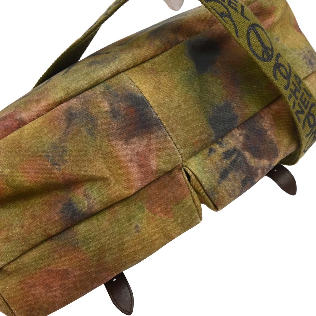 Chanel * Khaki Green Canvas Graffiti On The Pavement Messenger Bag