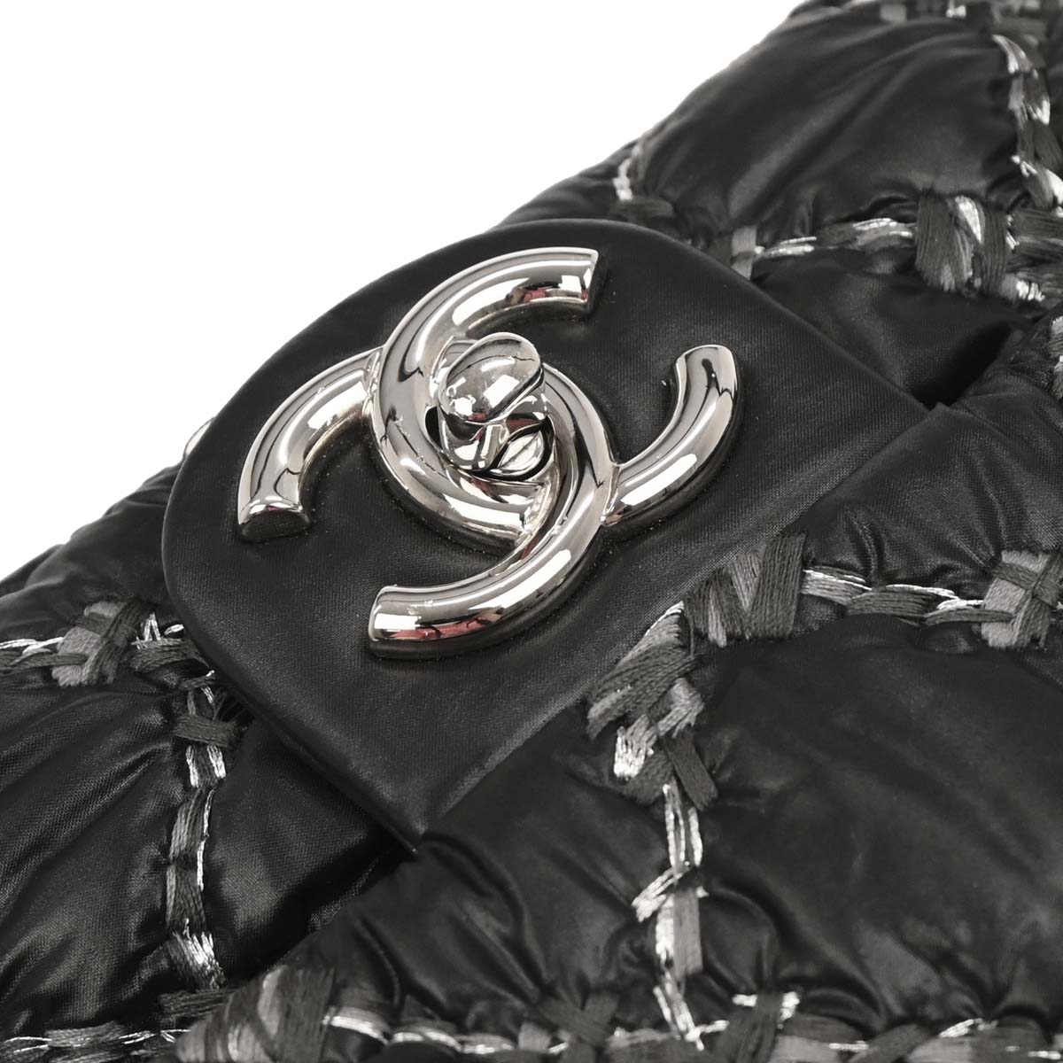 Chanel 2010-2011 Black Nylon Paris-Byzance Tweed On Stitch Flap Shoulder Bag