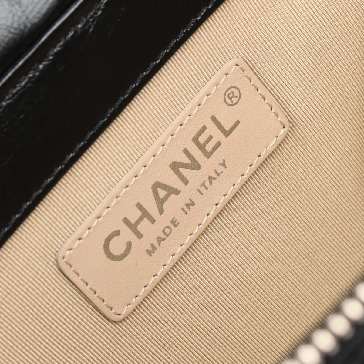 Chanel Black Beige Rattan Calfskin Vanity Handbag