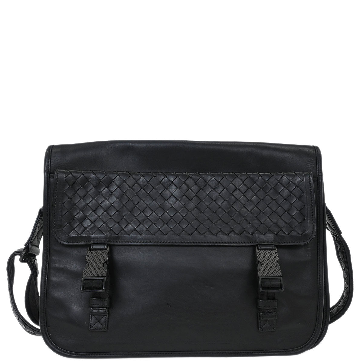 Bottega Veneta Black Intrecciato Messenger Bag
