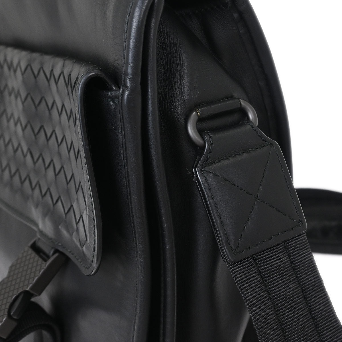 Bottega Veneta Black Intrecciato Messenger Bag