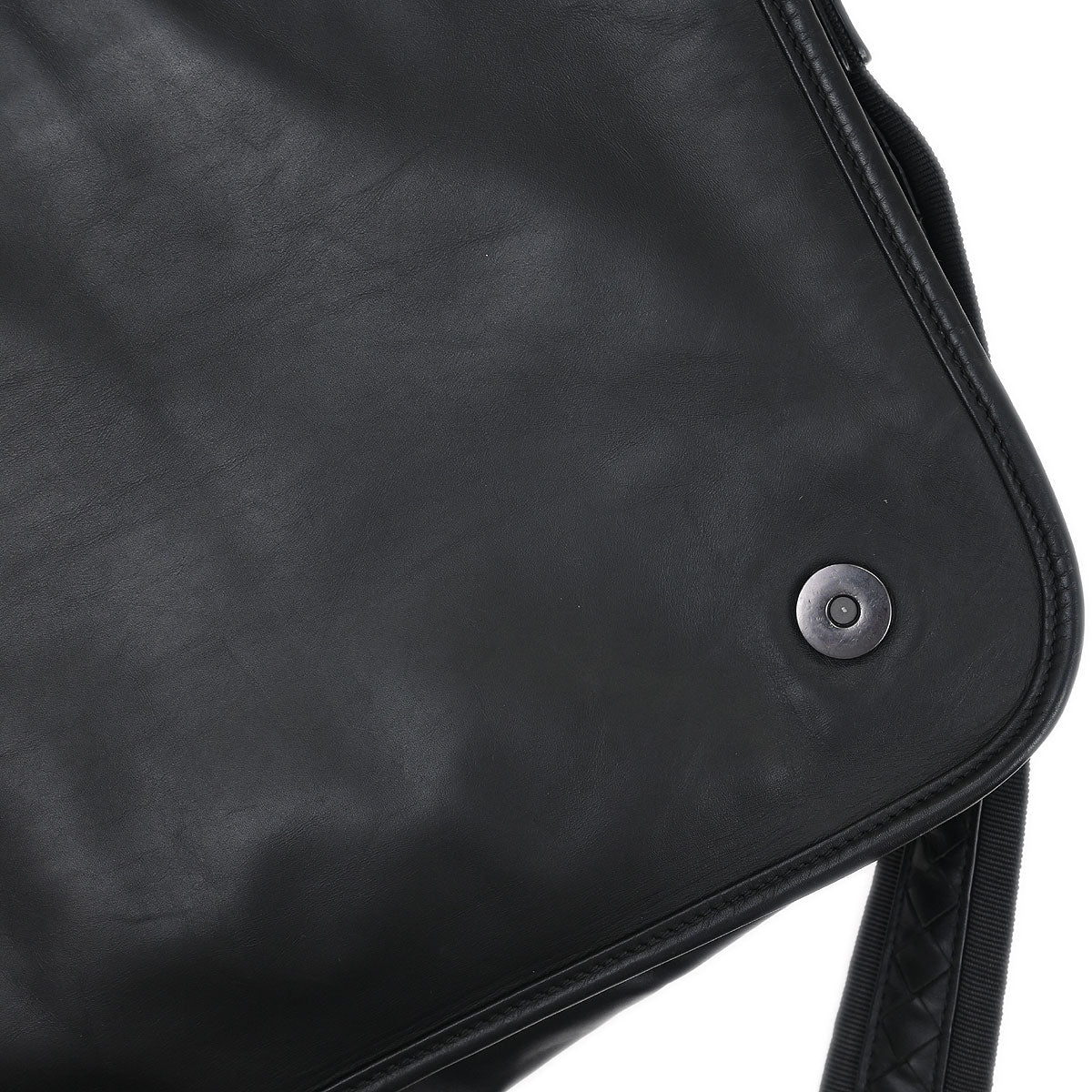 Bottega Veneta Black Intrecciato Messenger Bag