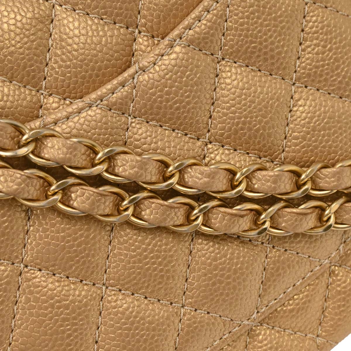 Chanel Metallic Gold Caviar Medium Classic Double Flap Shoulder Bag