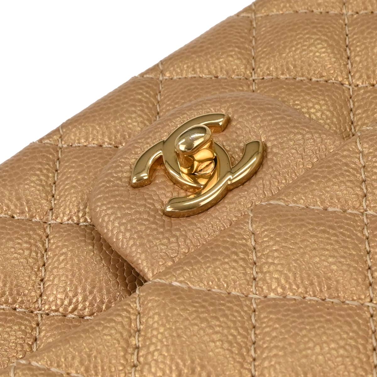 Chanel Metallic Gold Caviar Medium Classic Double Flap Shoulder Bag