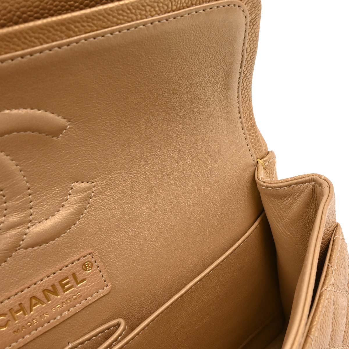 Chanel Metallic Gold Caviar Medium Classic Double Flap Shoulder Bag