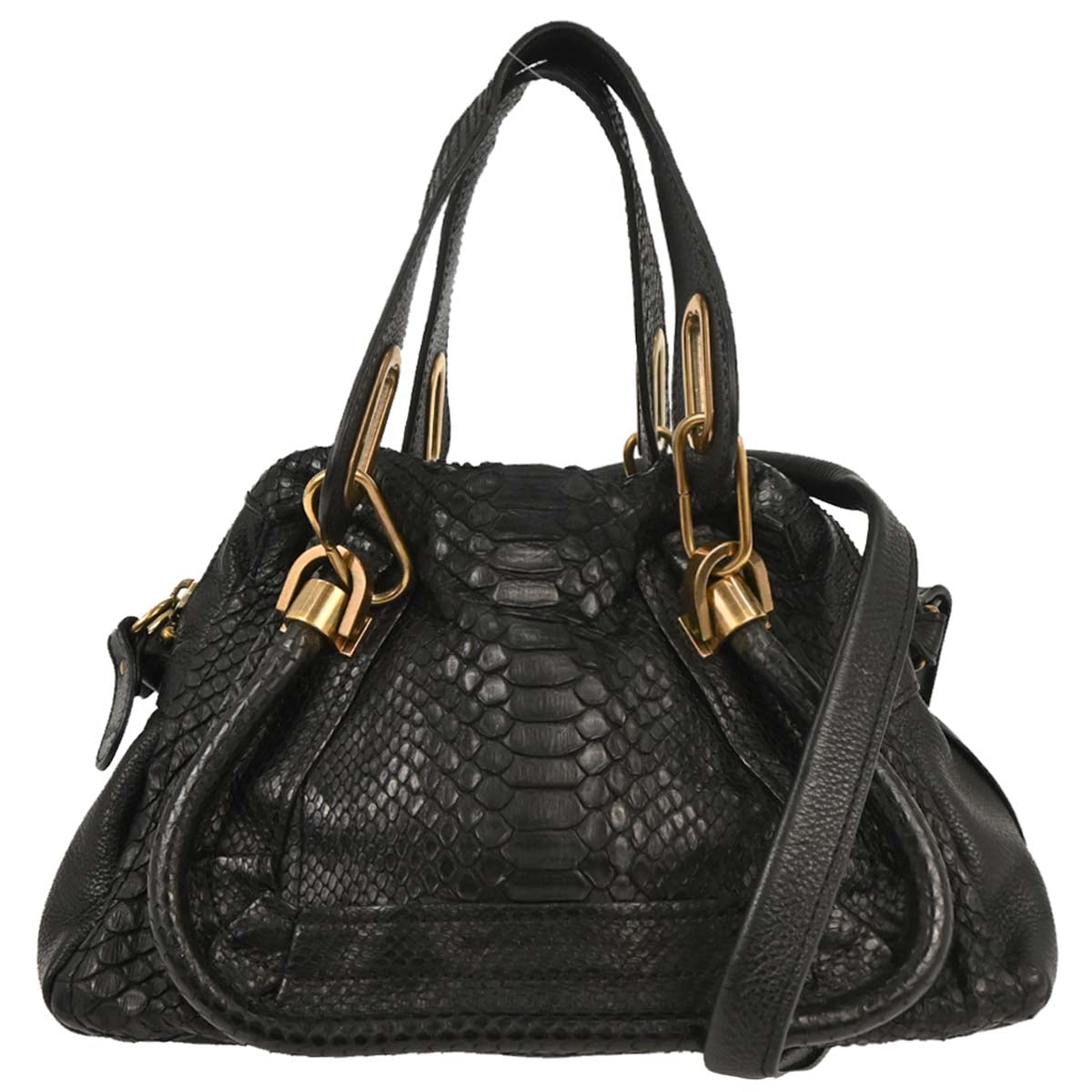 Chloe * Black Python Paraty 2way Shoulder Handbag