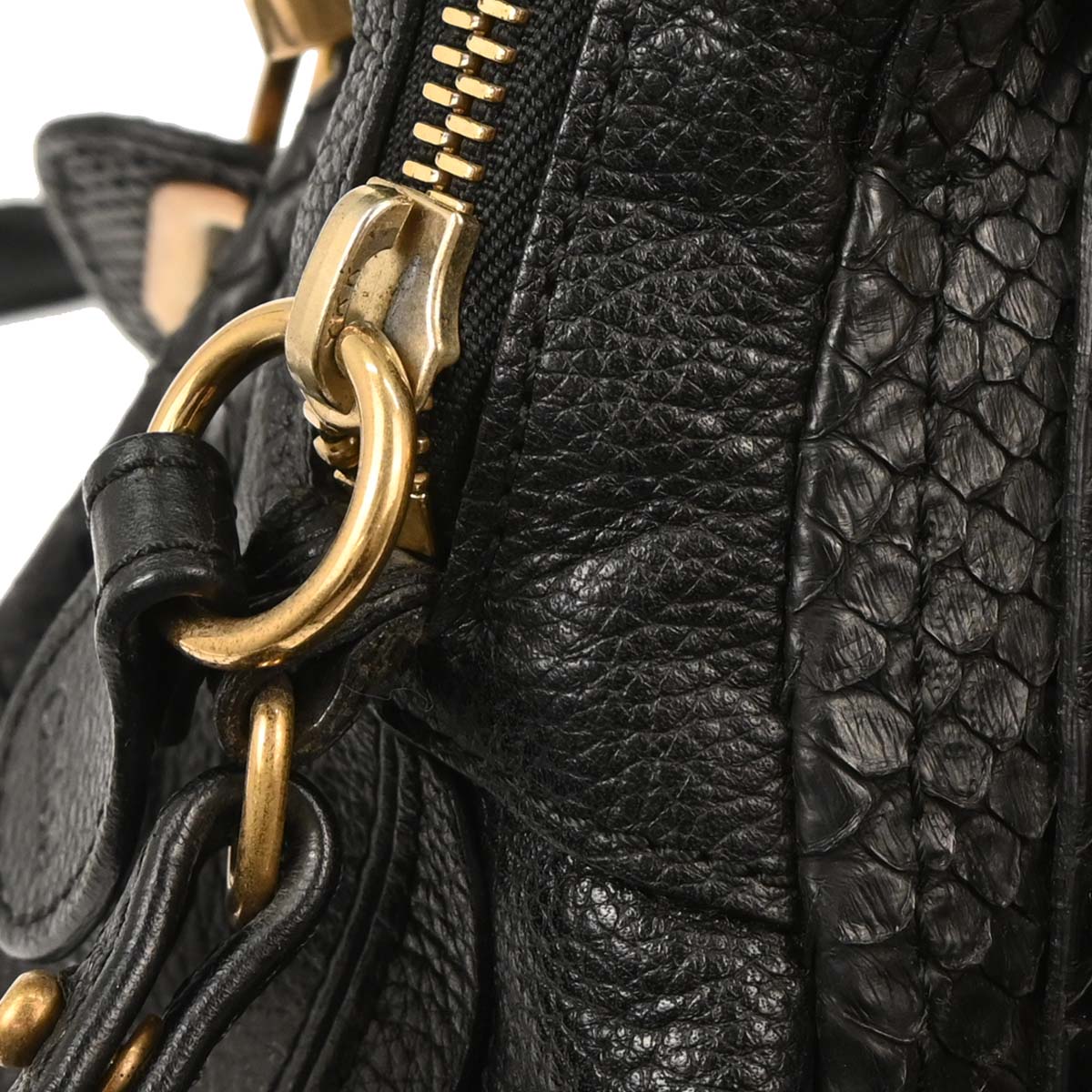 Chloe * Black Python Paraty 2way Shoulder Handbag