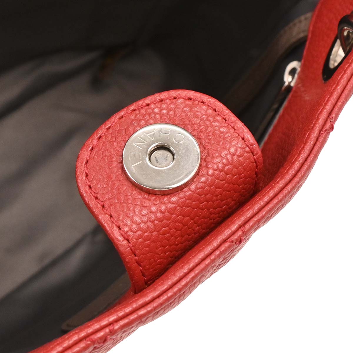 Chanel Red Caviar Petite Shopping Tote PST Chain Handbag