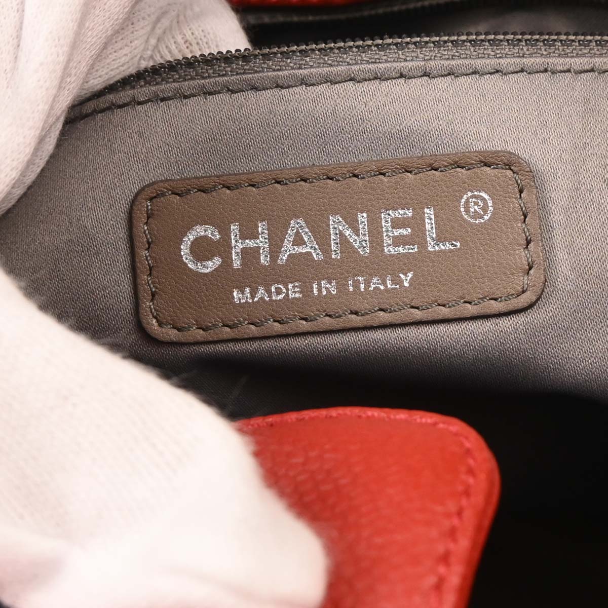 Chanel Red Caviar Petite Shopping Tote PST Chain Handbag