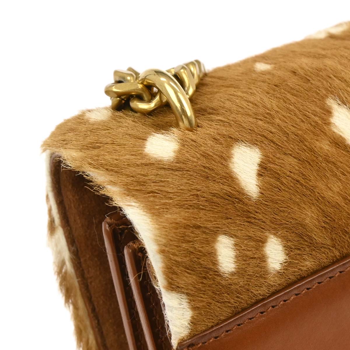 Saint Laurent * Brown Leather Pony Hair Sunset Shoulder Bag