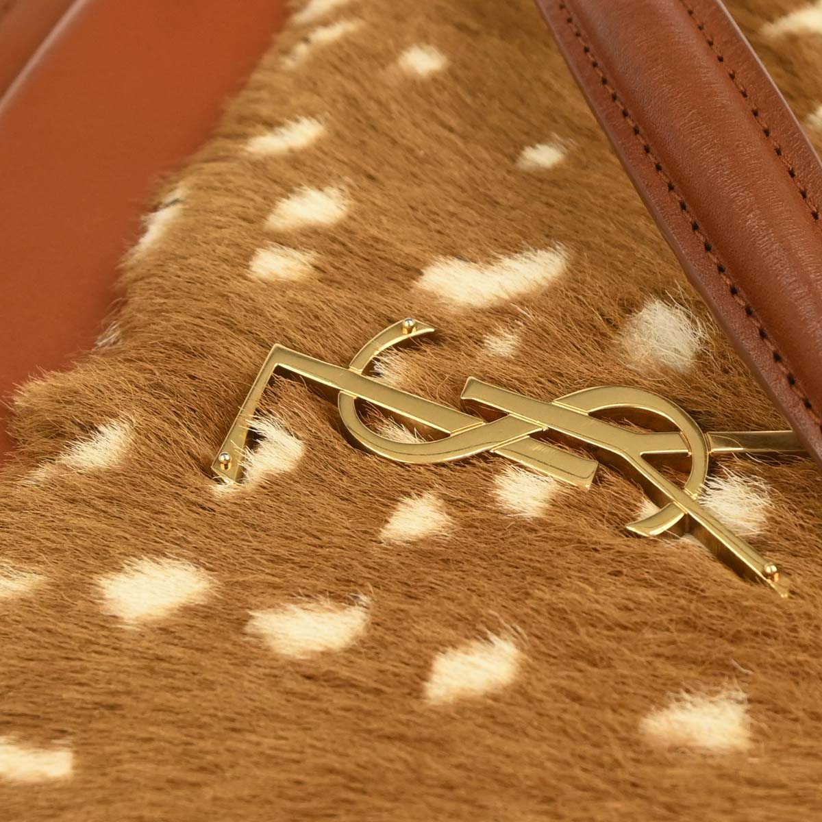 Saint Laurent * Brown Leather Pony Hair Sunset Shoulder Bag
