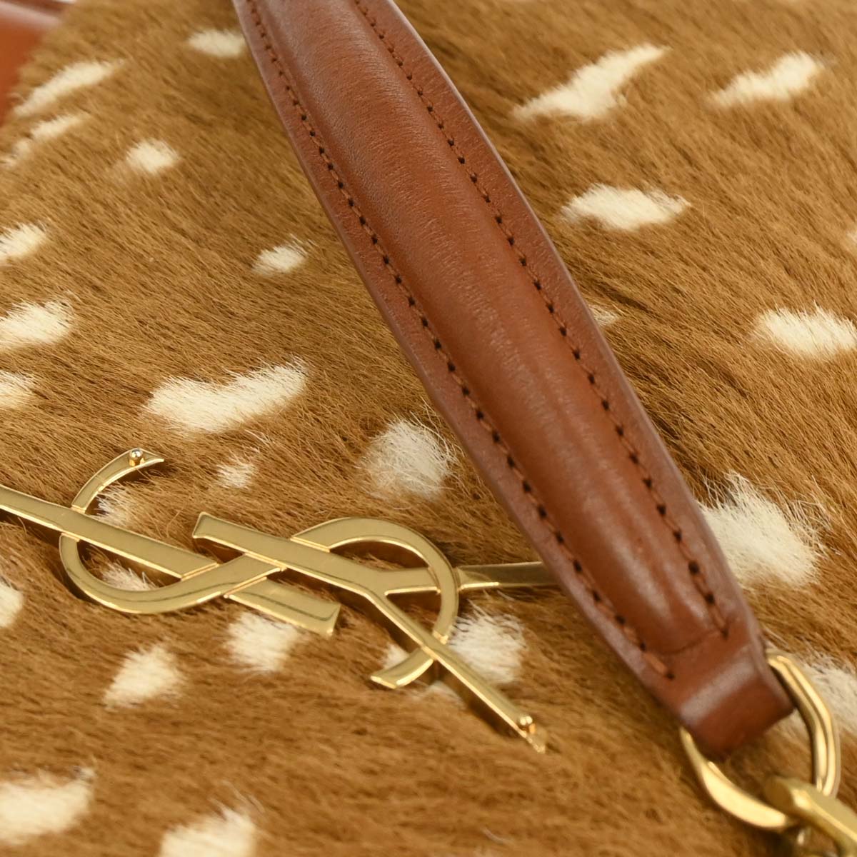 Saint Laurent * Brown Leather Pony Hair Sunset Shoulder Bag