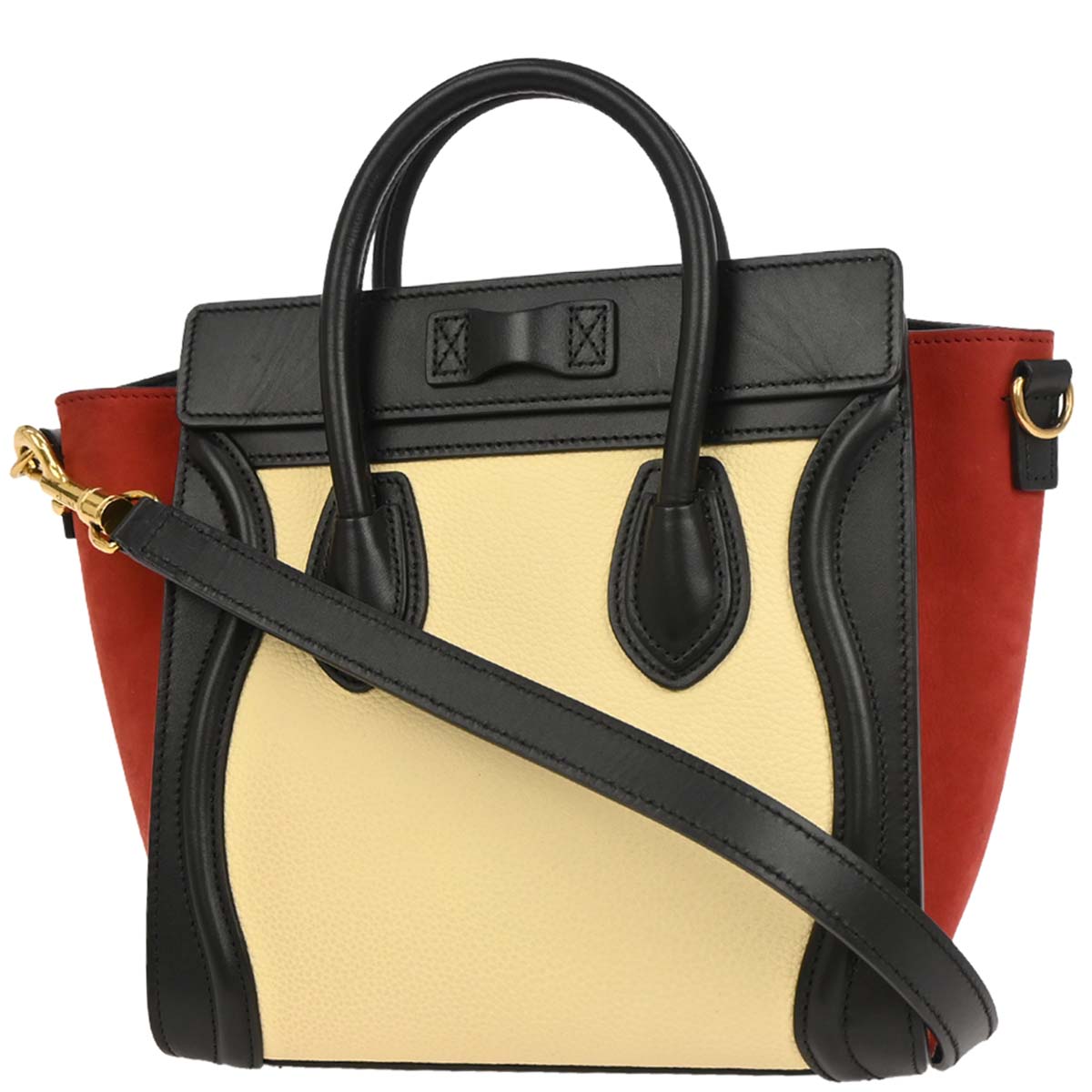 Celine Off-white Black Nano Luggage Tote Handbag