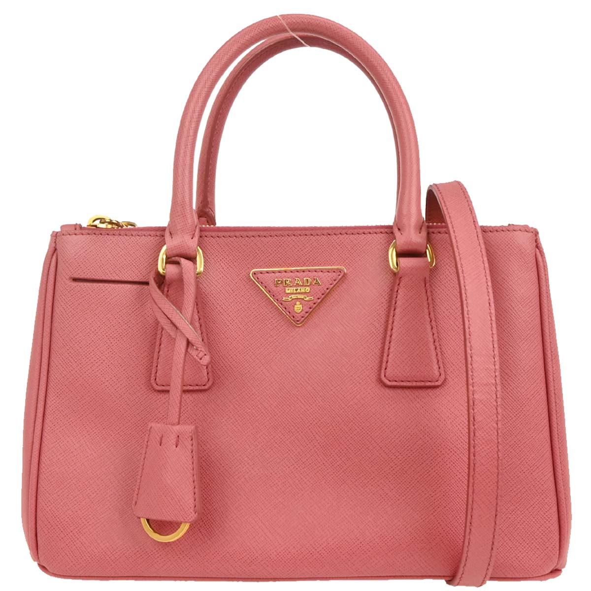 Prada Pink Leather Galleria 2way Shoulder Tote Handbag