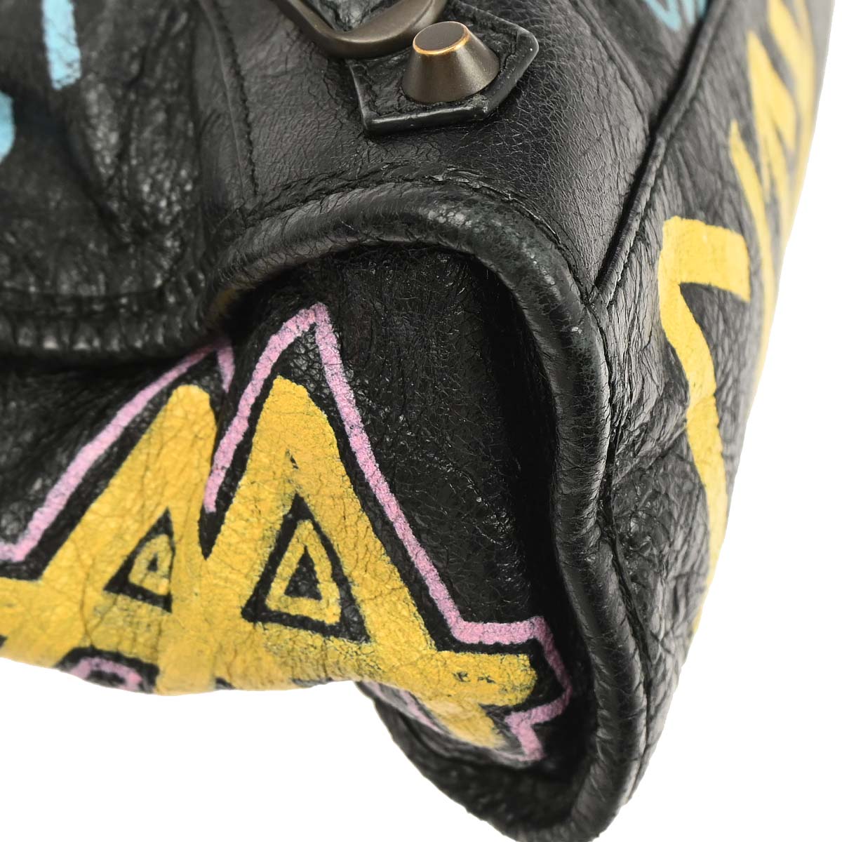 Balenciaga Black City Small Graffiti Handbag