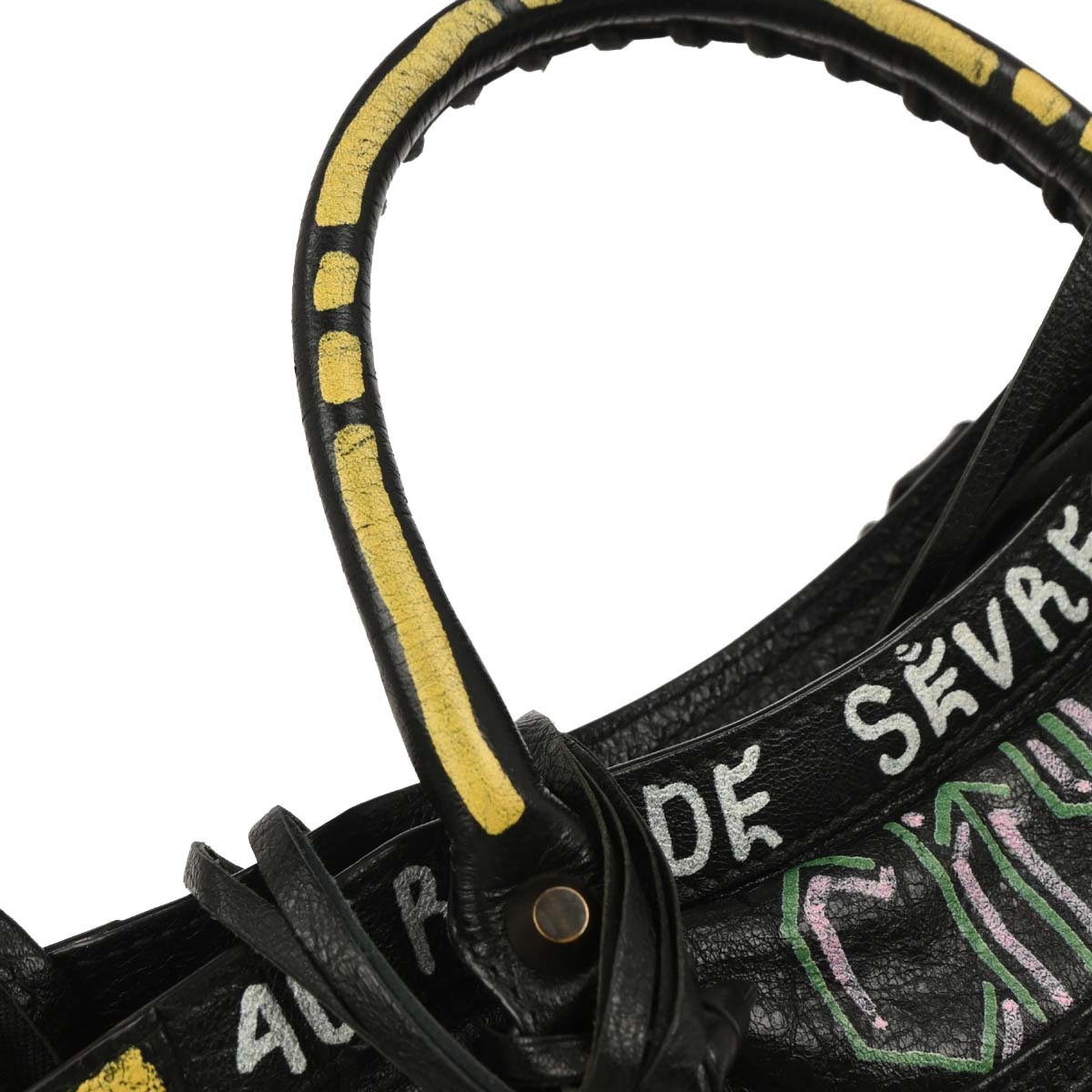 Balenciaga Black City Small Graffiti Handbag