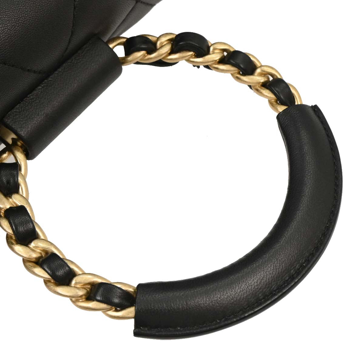 Chanel Black Lambskin Circular Handle 2way Shoulder Handbag