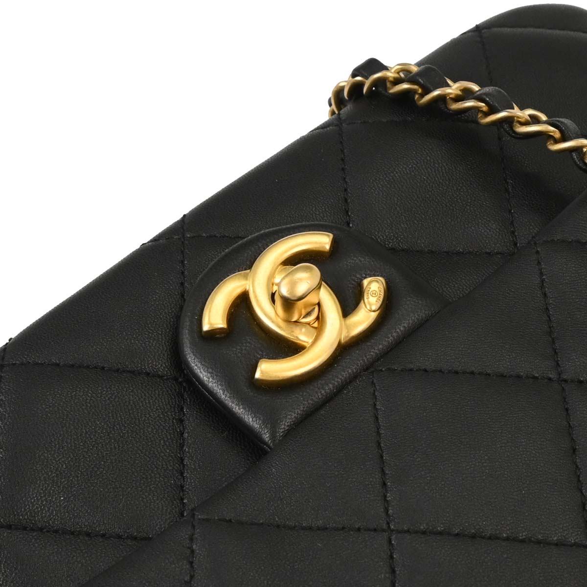 Chanel Black Lambskin Circular Handle 2way Shoulder Handbag