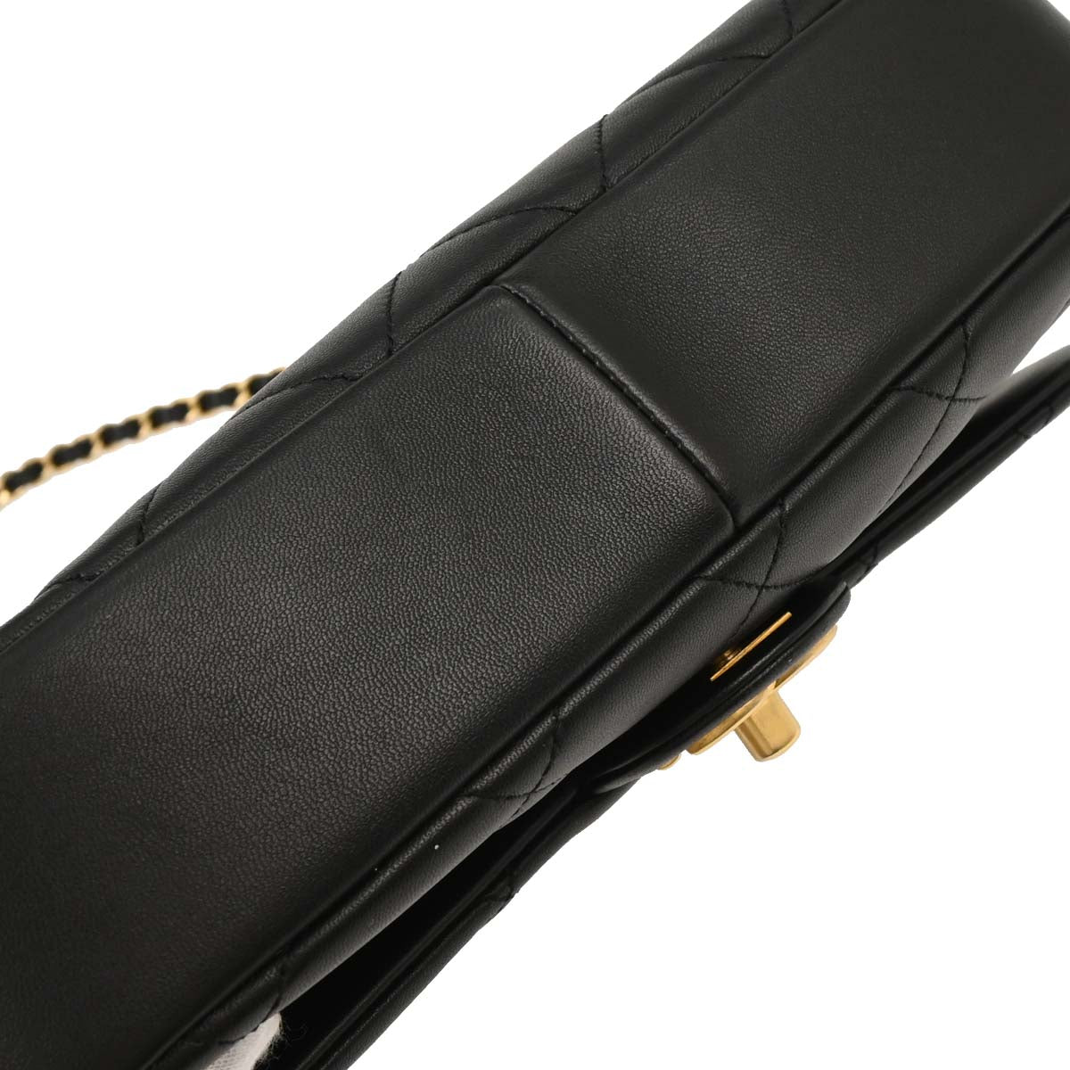 Chanel Black Lambskin Circular Handle 2way Shoulder Handbag