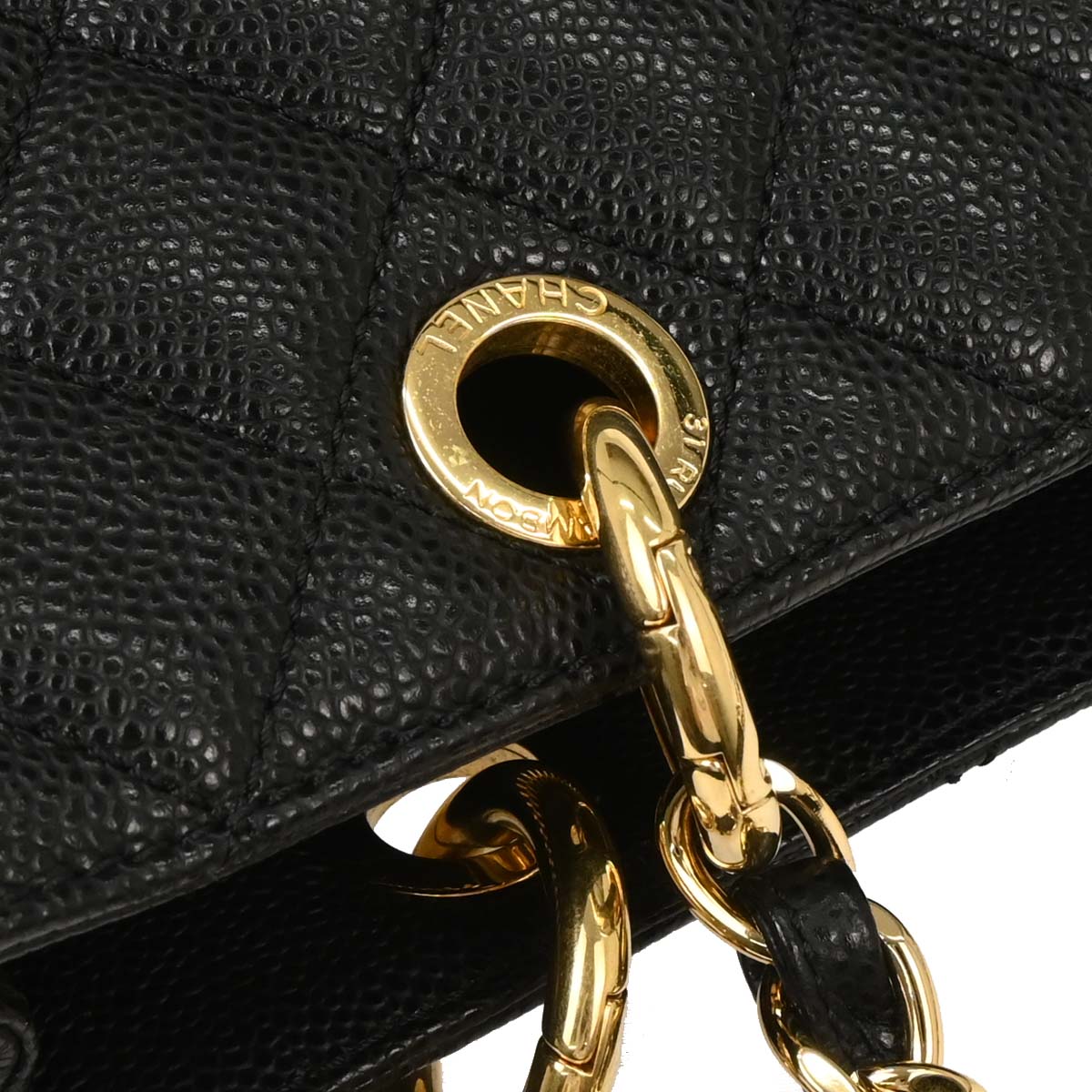 Chanel Black Caviar Grand Shopping Tote GST Chain Handbag