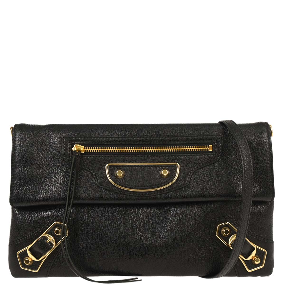 Balenciaga Black Leather Envelope Shoulder Bag