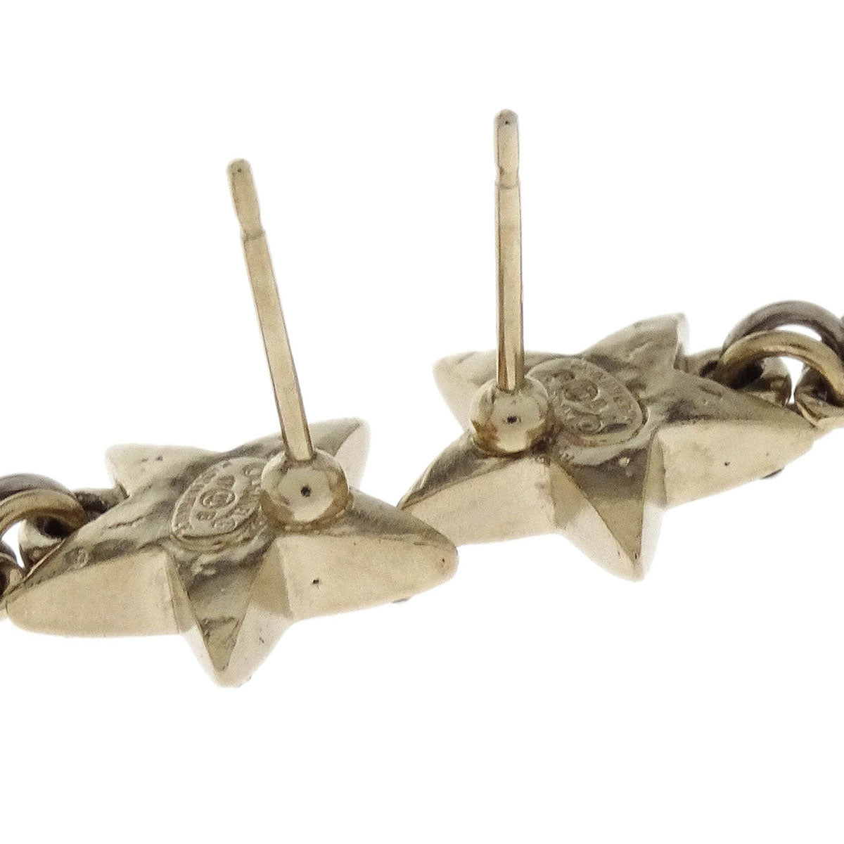 Chanel Star CC Moon Dangle Piercing Earrings Silver Rhinestone 17B