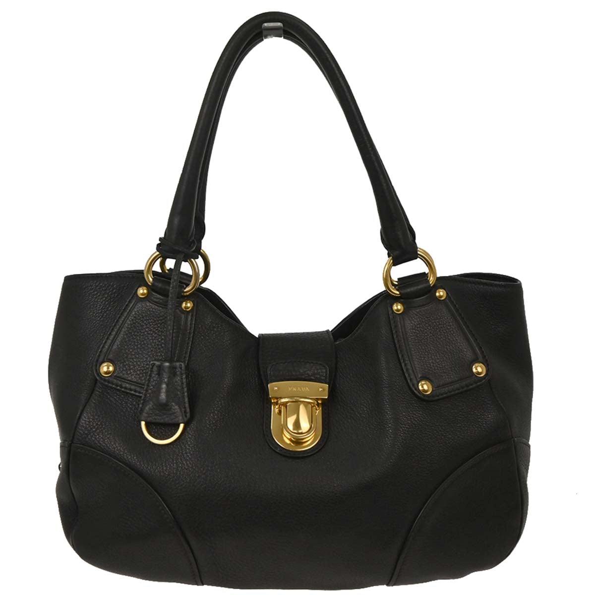 Prada Black Leather Tote Handbag