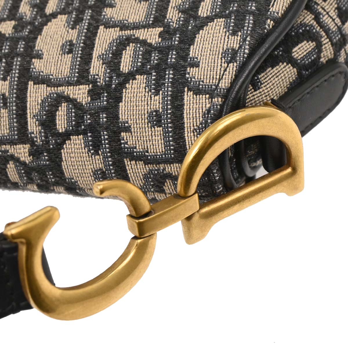 Christian Dior Navy Beige Trotter Saddle Handbag