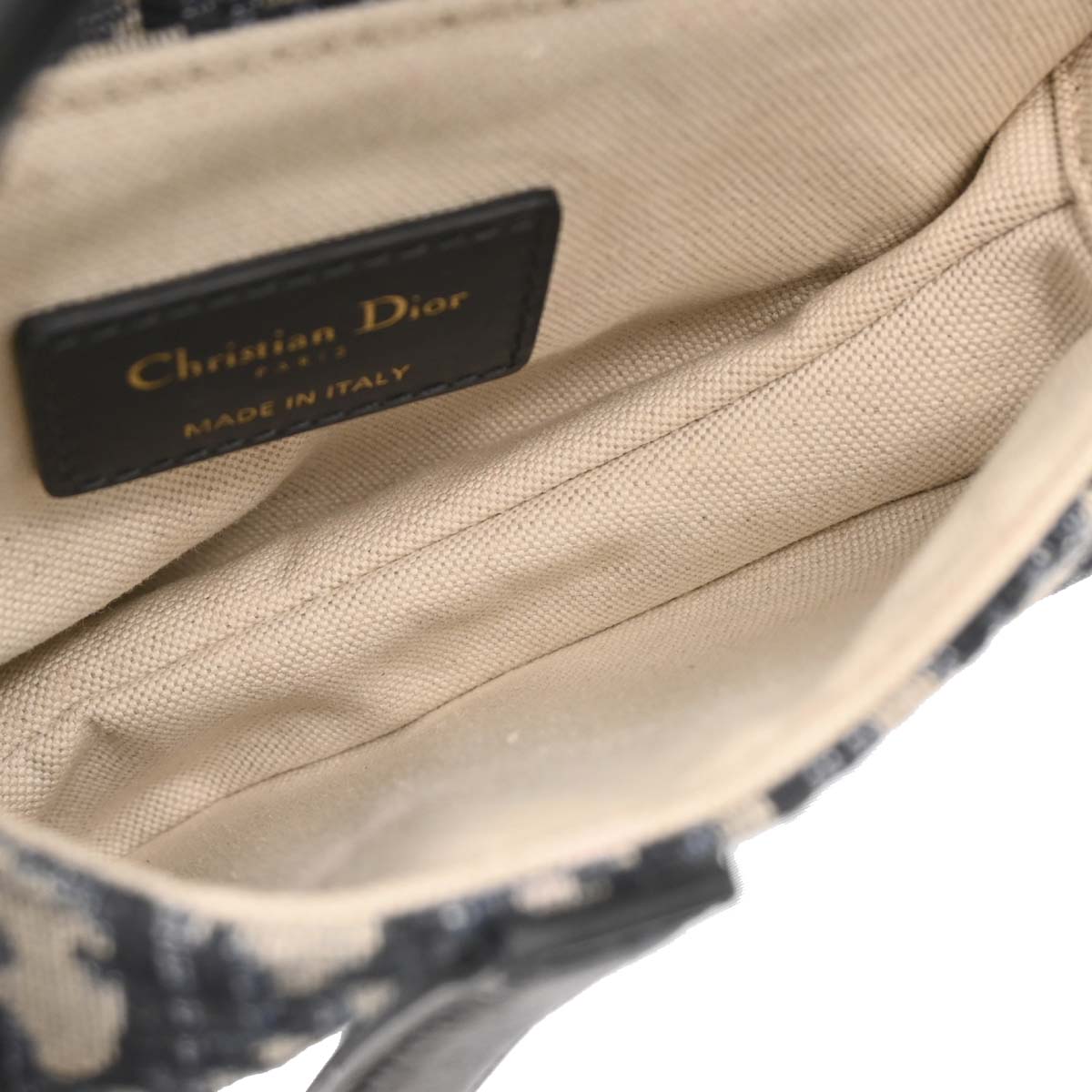 Christian Dior Navy Beige Trotter Saddle Handbag