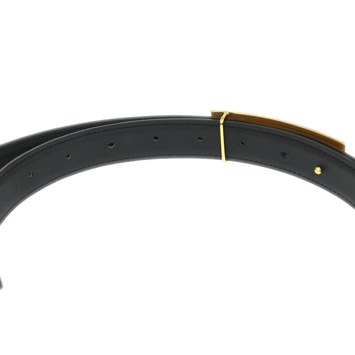 Hermes Gold Black Box Calf Epsom Collier de Chien Belt #85 Small Good
