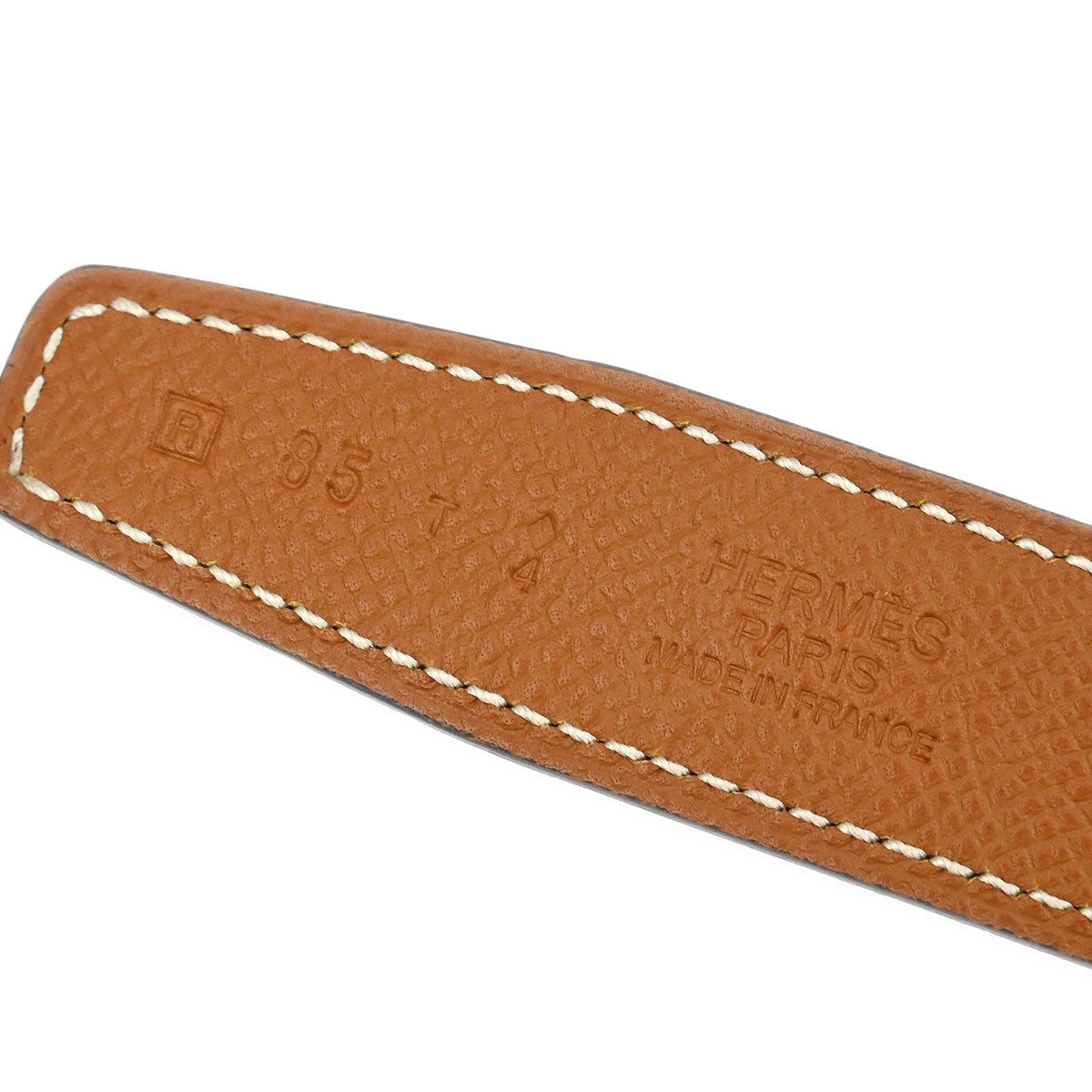 Hermes Gold Black Box Calf Epsom Collier de Chien Belt #85 Small Good