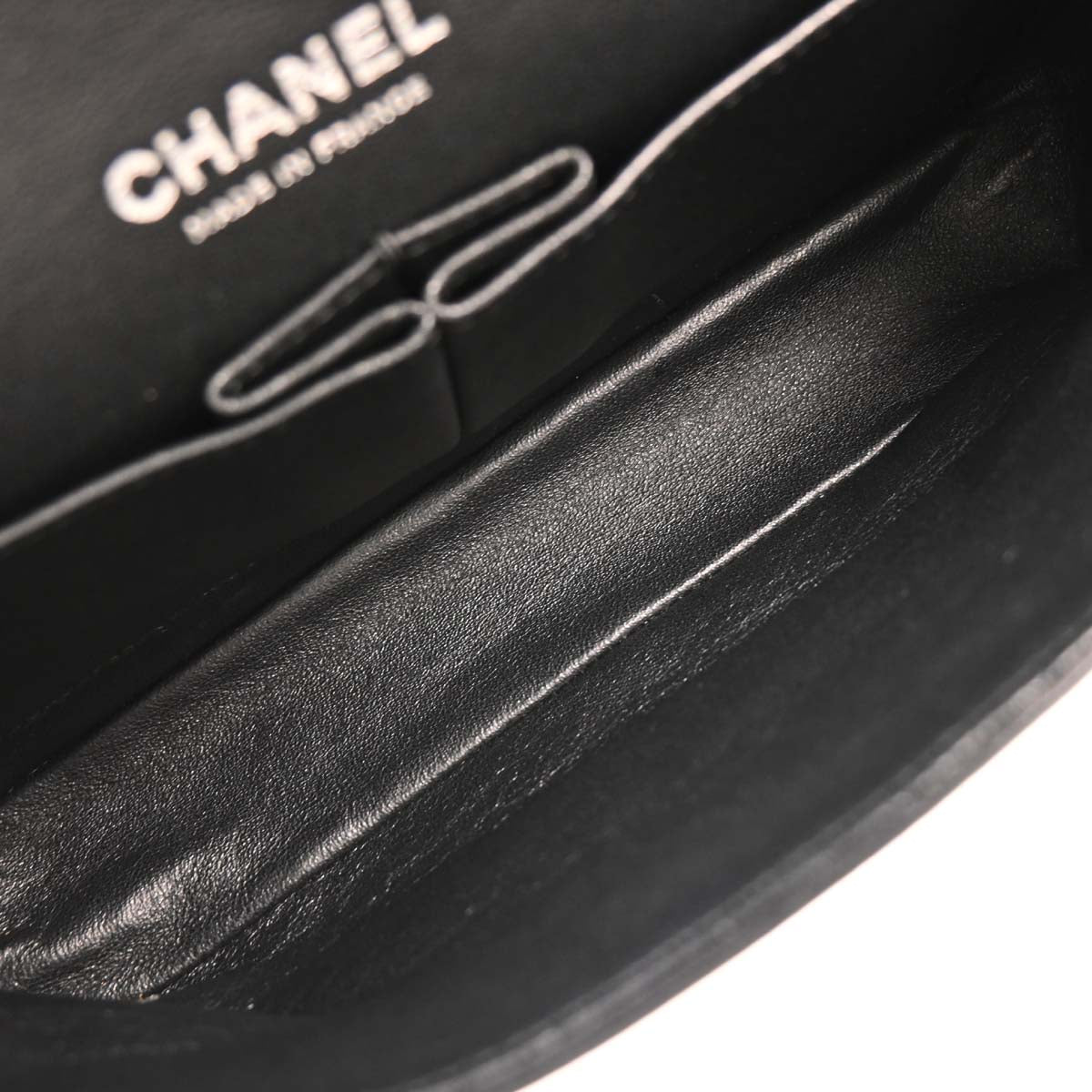 Chanel Black Satin Airline Medium Classic Double Flap Shoulder Bag