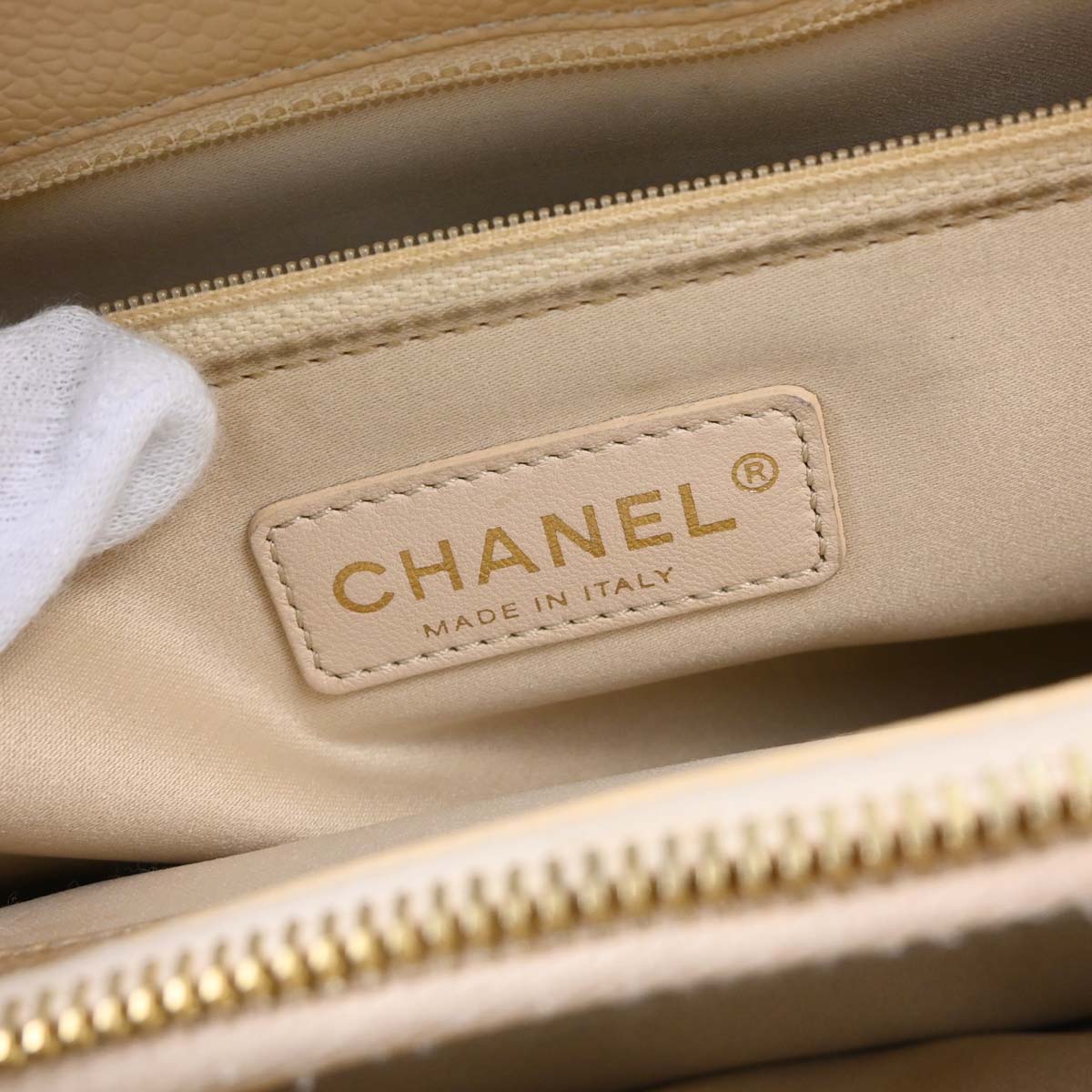 Chanel Beige Caviar Grand Shopping Tote GST Chain Handbag