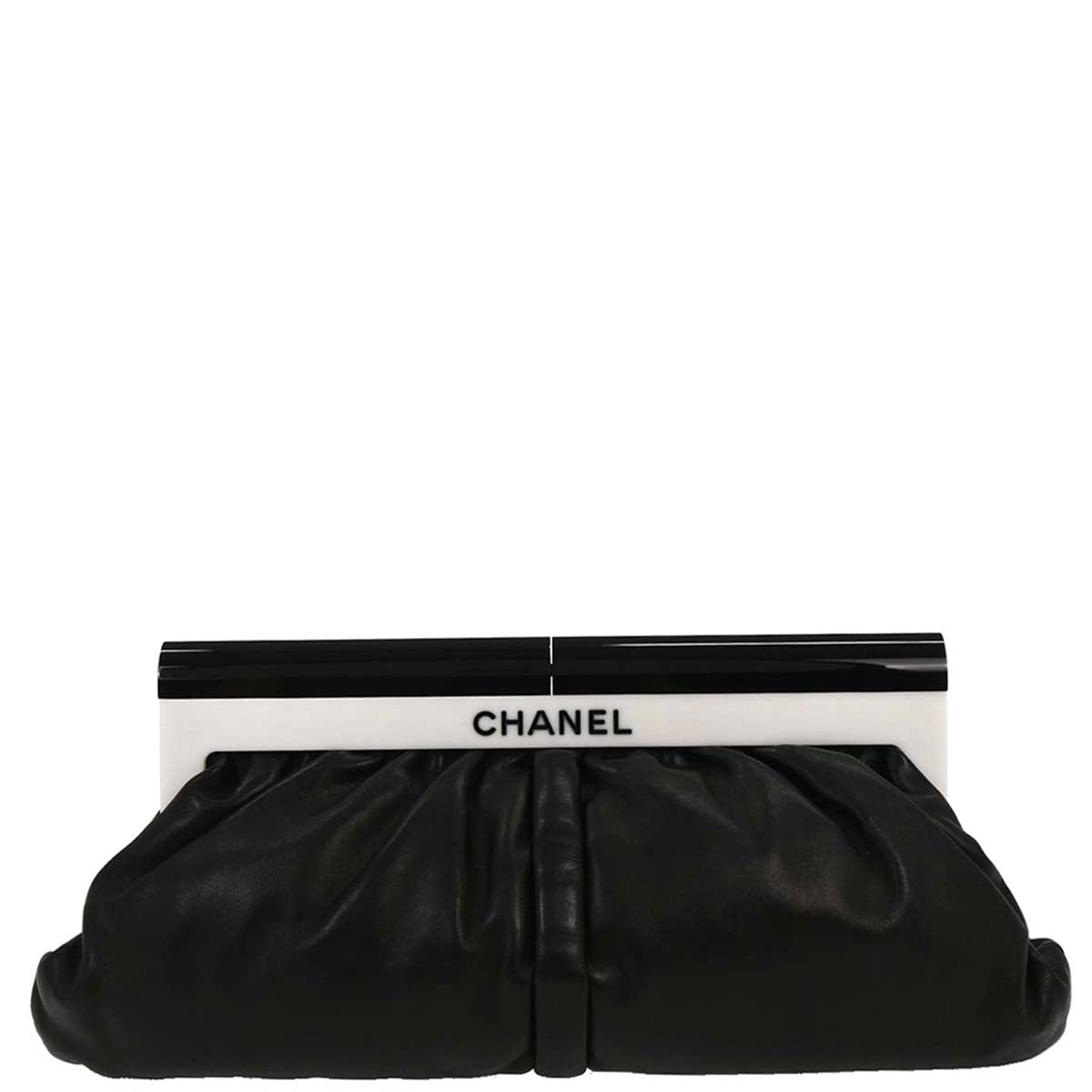 Chanel 2012 Black Lambskin Clutch Bag