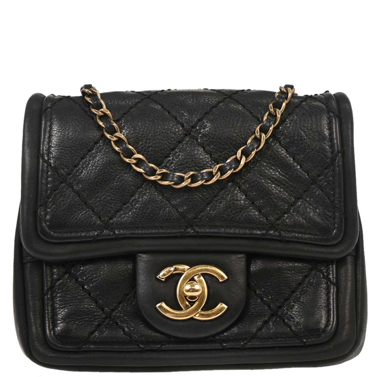 Chanel Black Calfskin Mini Classic Square Flap Bag