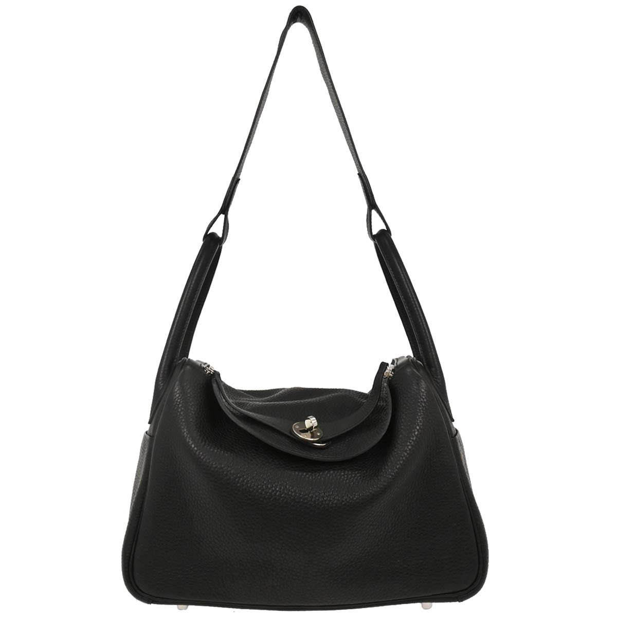 Hermes Black Taurillon Clemence Lindy 26 Shoulder Bag
