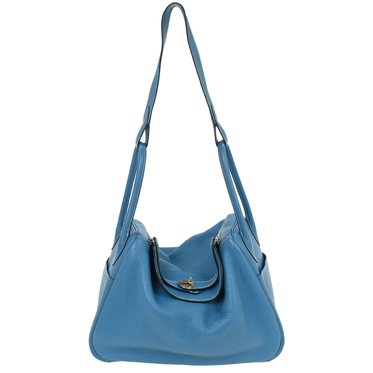 Hermes Blue Jean Taurillon Clemence Lindy 34 Shoulder Bag
