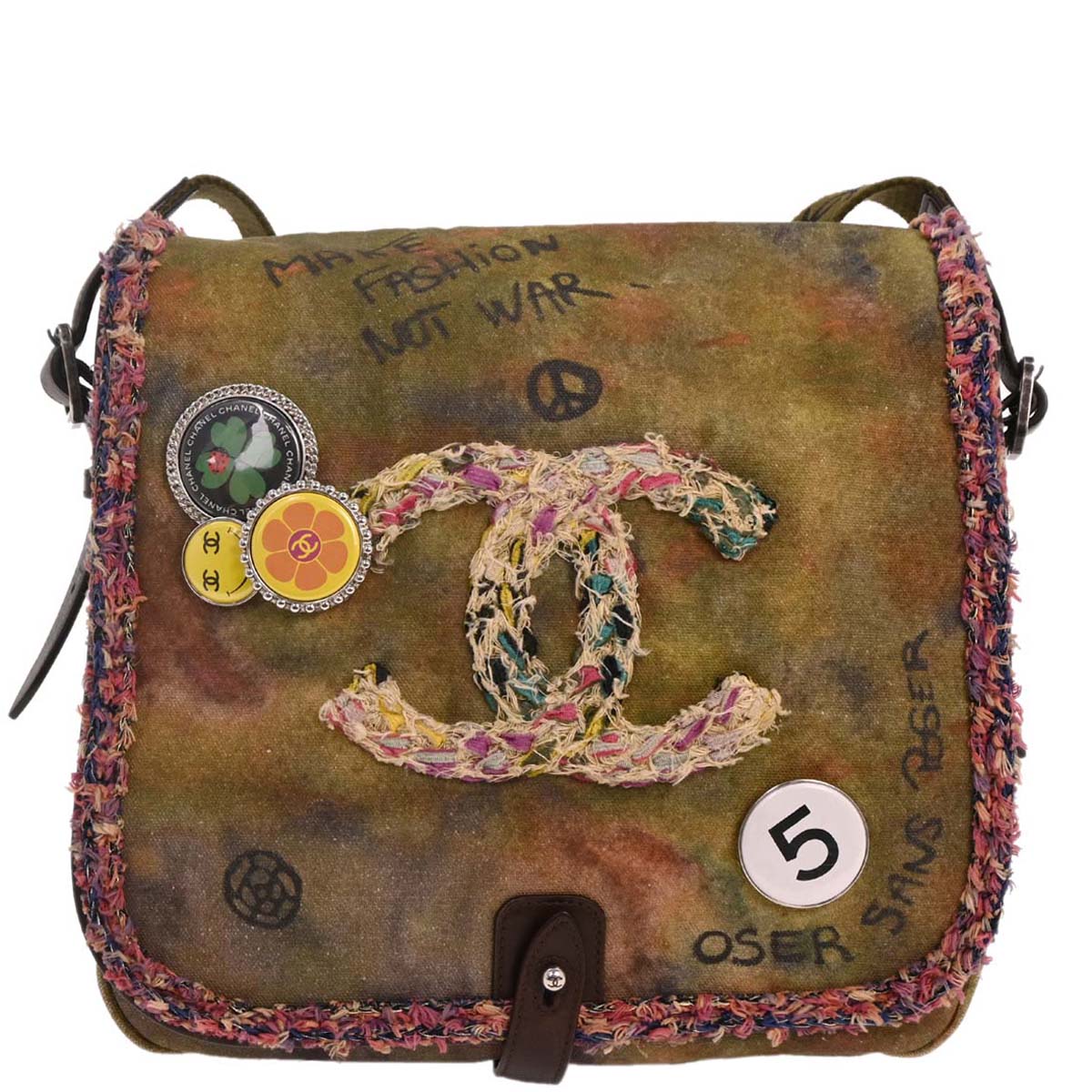 Chanel Khaki On The Pavements Graffiti Messenger Bag