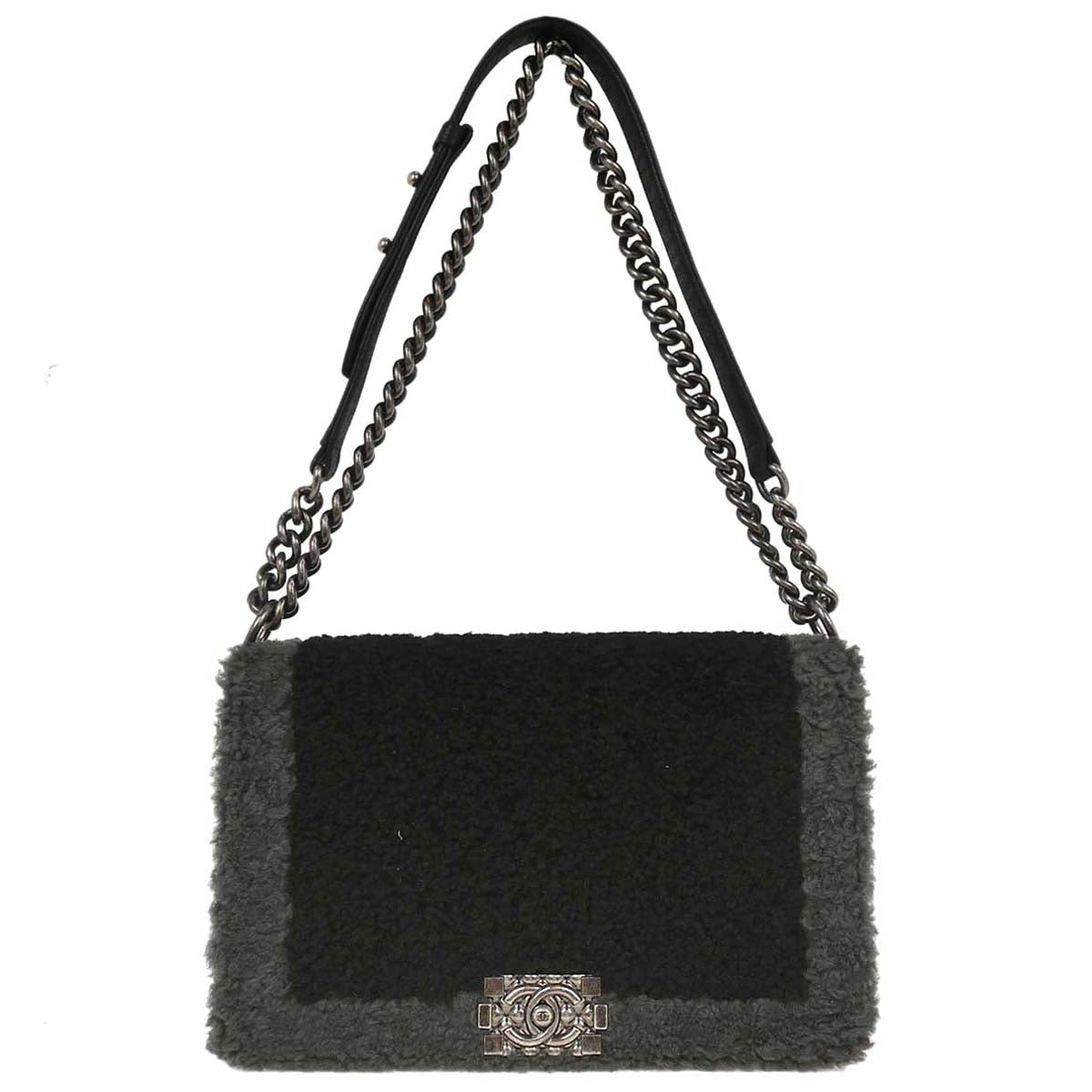 Boy Chanel 2015-2016 Black Mouton New Medium Shoulder Bag