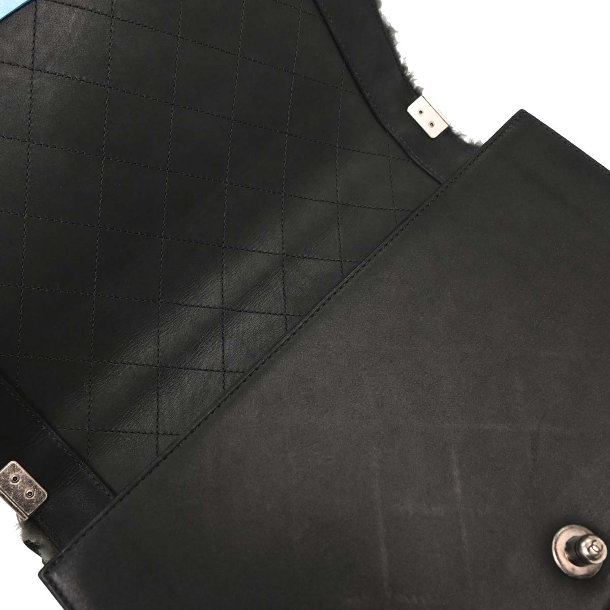 Boy Chanel 2015-2016 Black Mouton New Medium Shoulder Bag