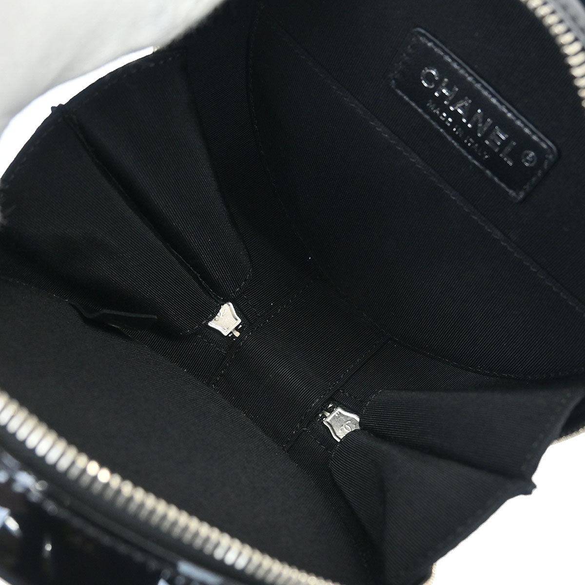 Chanel Metallic Silver Patent Leather Round Chain Shoulder Bag