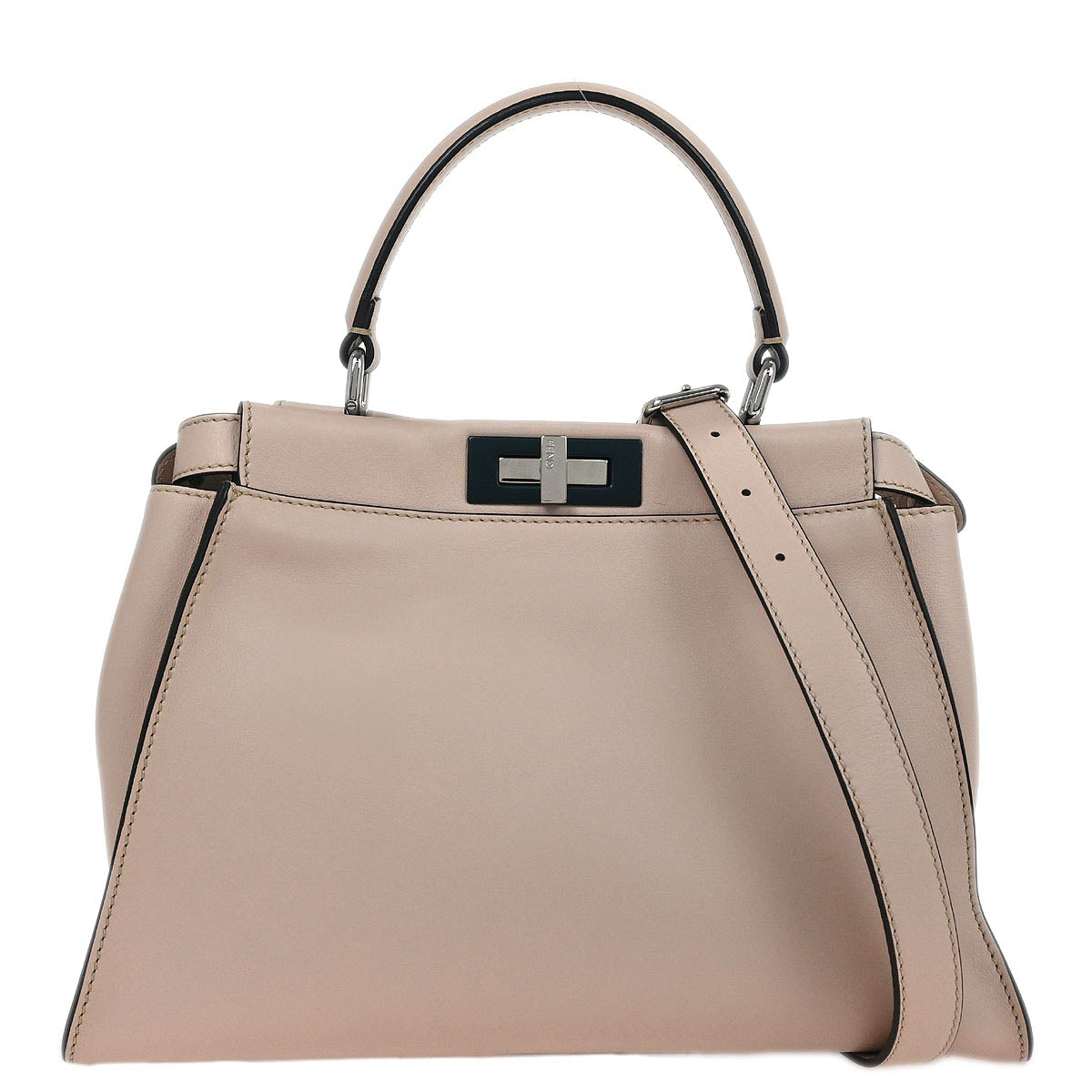 Fendi Light Pink Leather Peekaboo 2way Shoulder Handbag