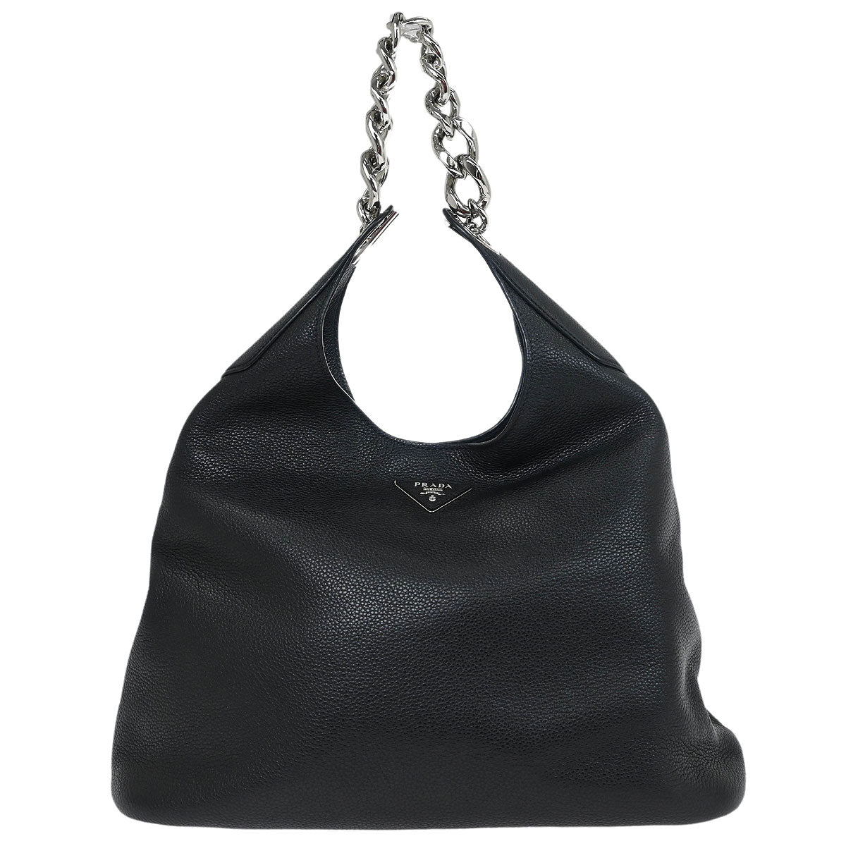 Prada Black Leather Hobo Handbag
