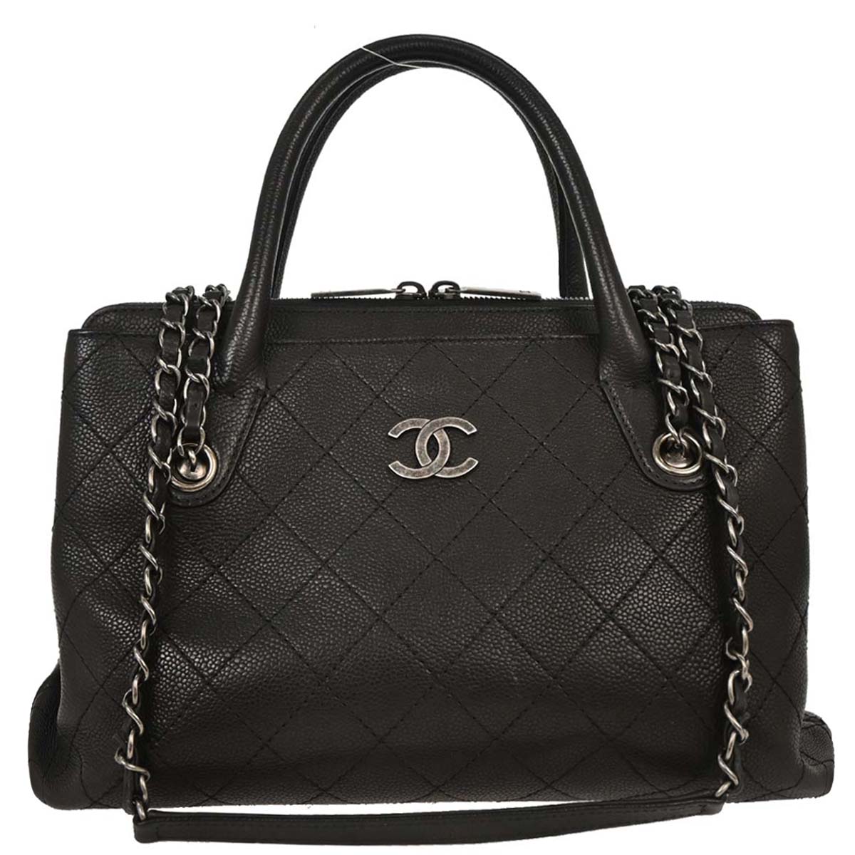 Chanel Black Caviar Urban Shopping Tote 2way Shoulder Handbag
